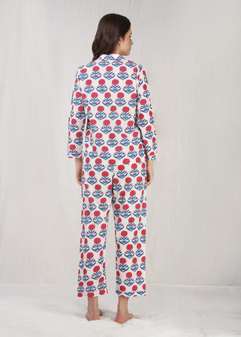 Women's Handblock Pyjama Set Genda